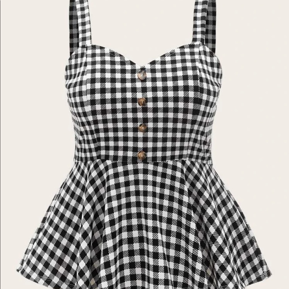 PLUS PLAID PEPLUM TOP
